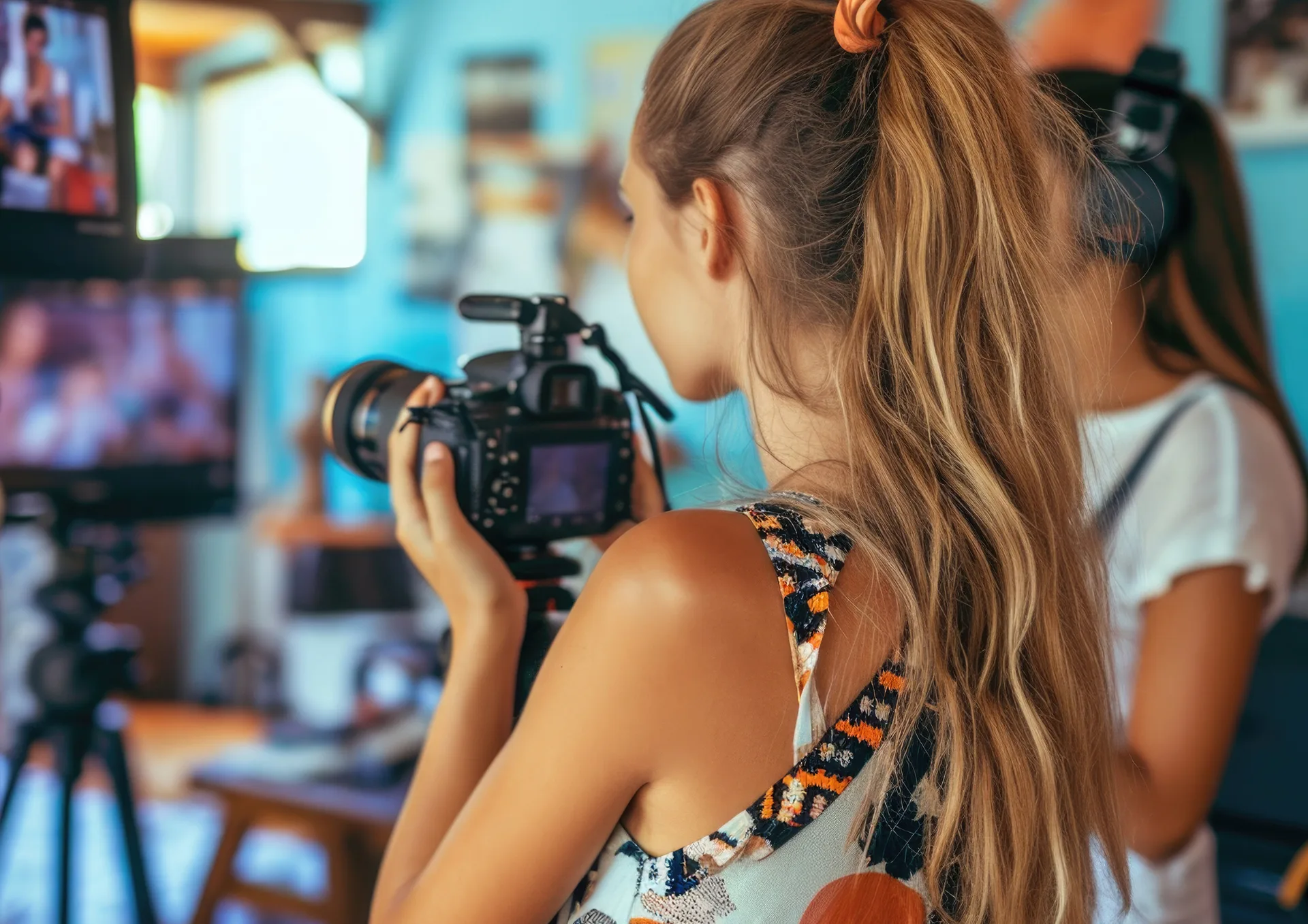 Cameraploeg filmt een interview op kantoor